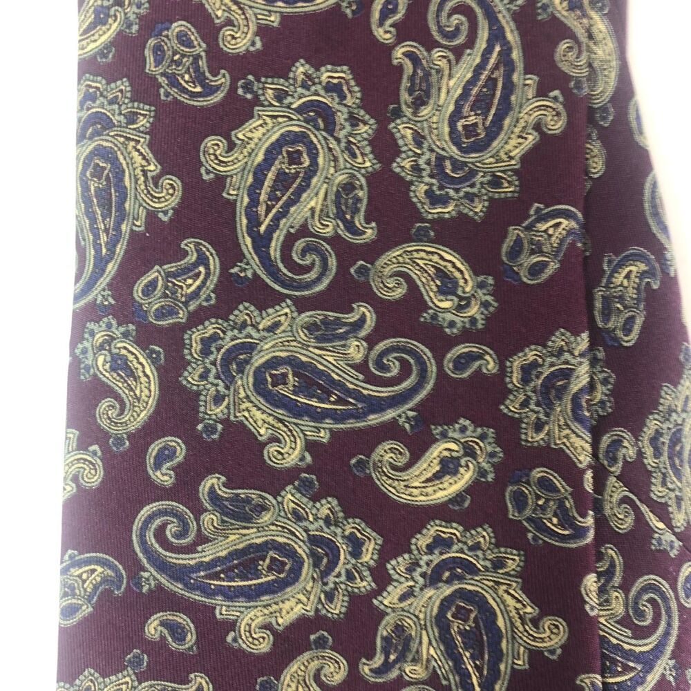 STAFFORD 100% Silk Paisley Tie Burgundy Maroon Navy Gold Handmade - Picture 8 of 8